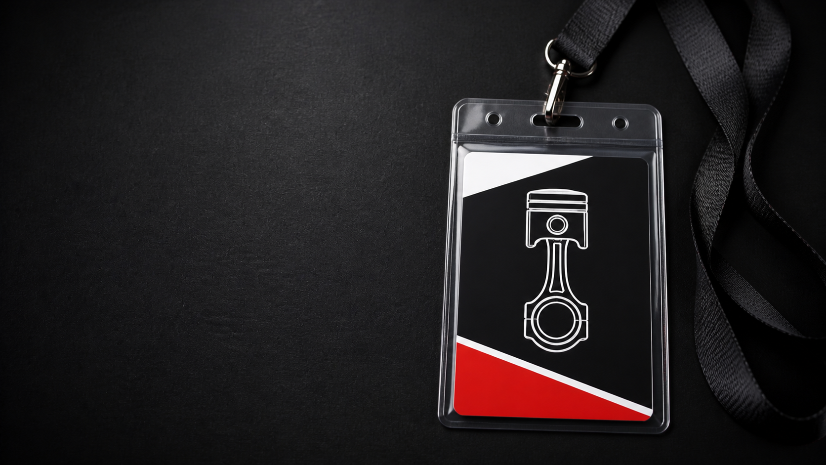 Lanyard sencillo con credencial impresa dentro de un porta credencial transparente